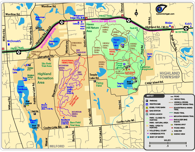 Map of Highland Recreation Area