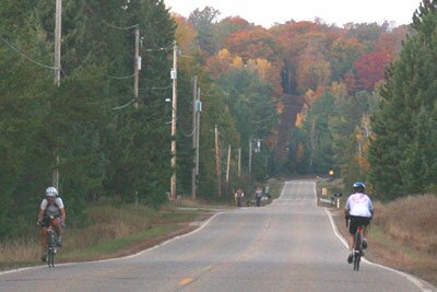 Cyclists using bike route on Bass Lake Road