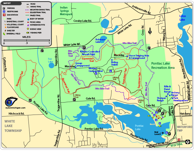 Map of Pontiac Lake Recreation Area